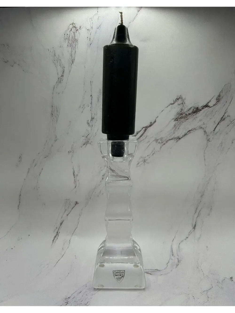 Orrefors Crystal Candle Holder and Black Candle Stick (1 Count)